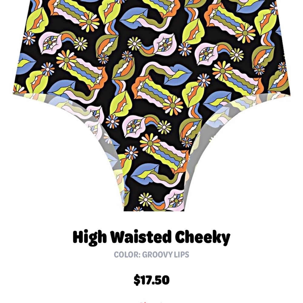 Cheek Boss Groovy Lips High Waisted Cheeky Bottoms Medium NWT